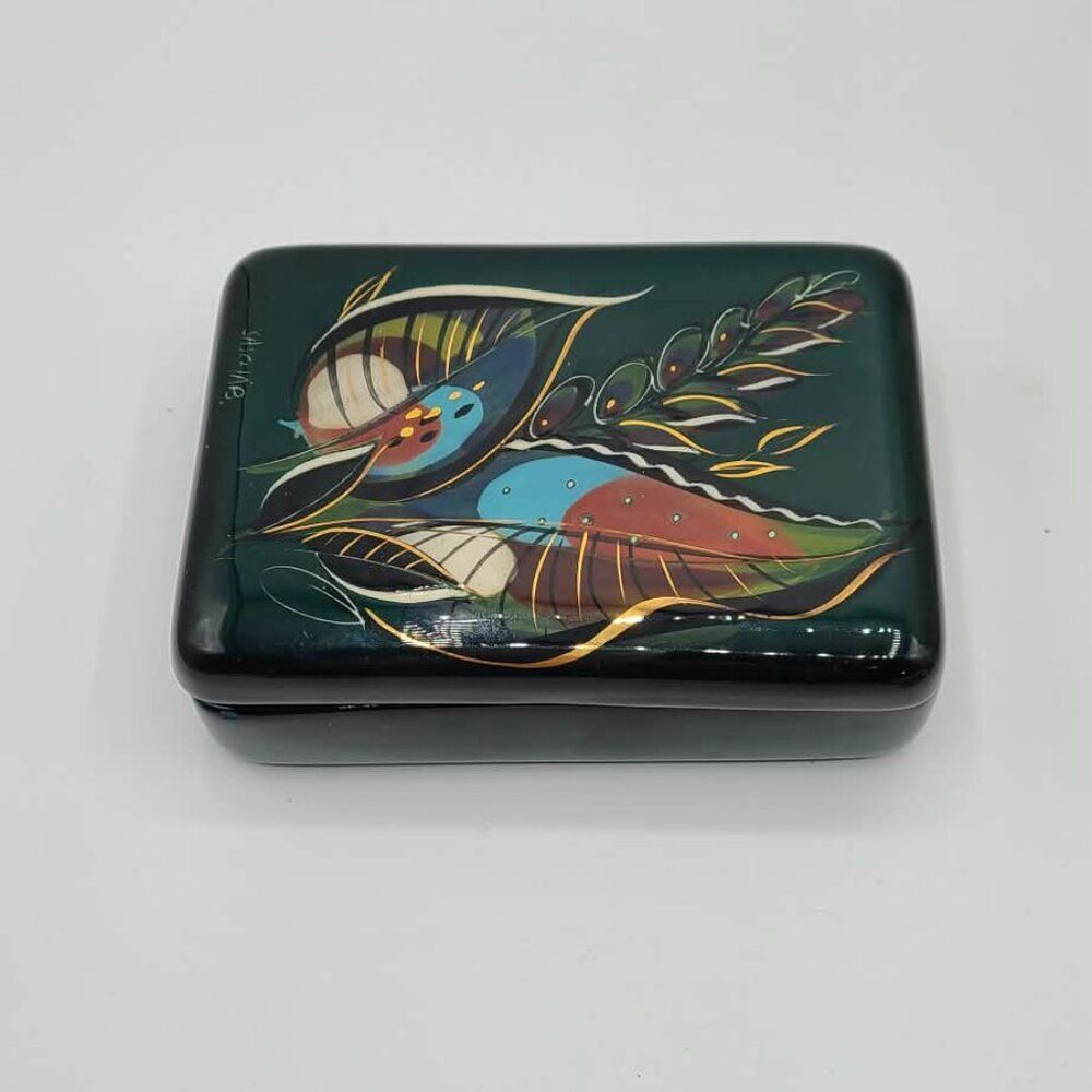 Sasha Brastoff Green Ceramic  MCM (Mid Century Modern) Trinket Box Vintage